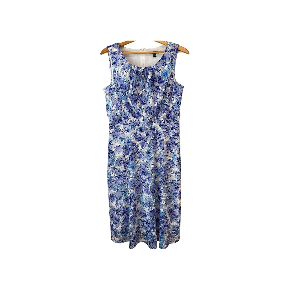 R&K Sleeveless Midi Dress Blue Floral Party Career Wedding Guest Women Size 12